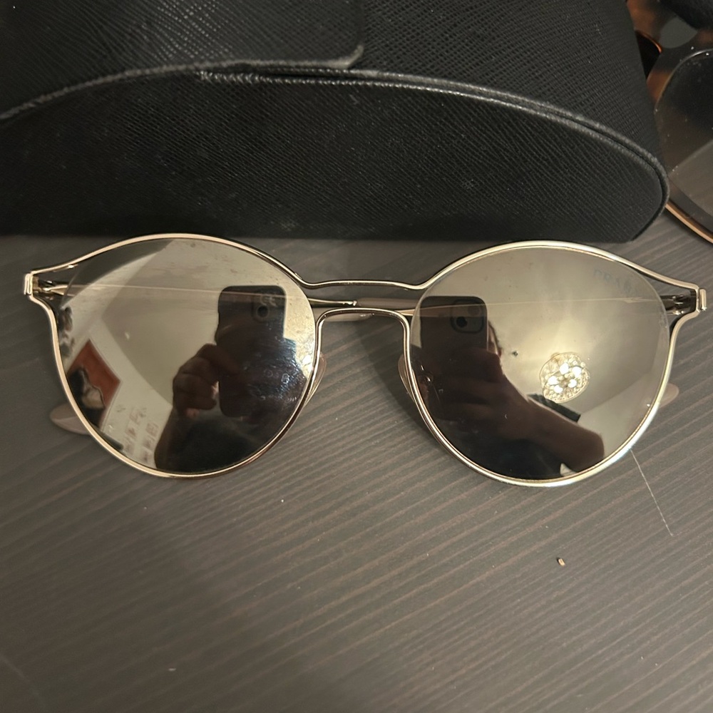 Prada round gold tinted Sunglasses